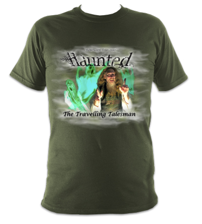 Haunted T Shirt, Bottle Green